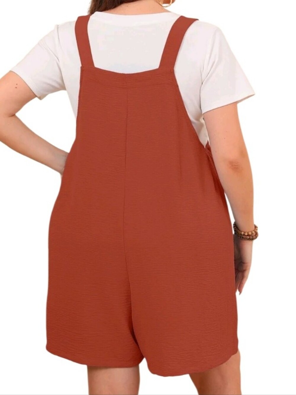Rust Brown Romper Overalls with Button Straps Sz 3x Nwt - Picture 2 of 4